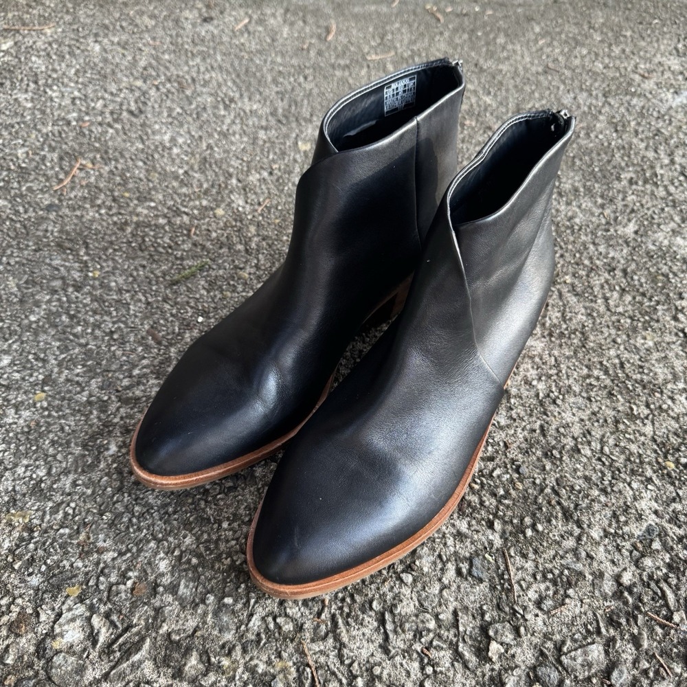 Soludos Venetian Boots Women's 9.5 Black  Leather Zip Ankle Booties Boho Chic